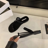 Xajzpa Summer New Brand Women Slippers Fashion Narrow Band Ladies Elegant Slides Flat Heel Outdoor Gladiator Shoes Beach Shoes