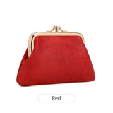 Xajzpa Cute Clip Lock Women's Coin Purse Retro Solid Color Bifold Kiss Lock Small Wallet Simple PU Leather Lipstick Portable Pocket Bag