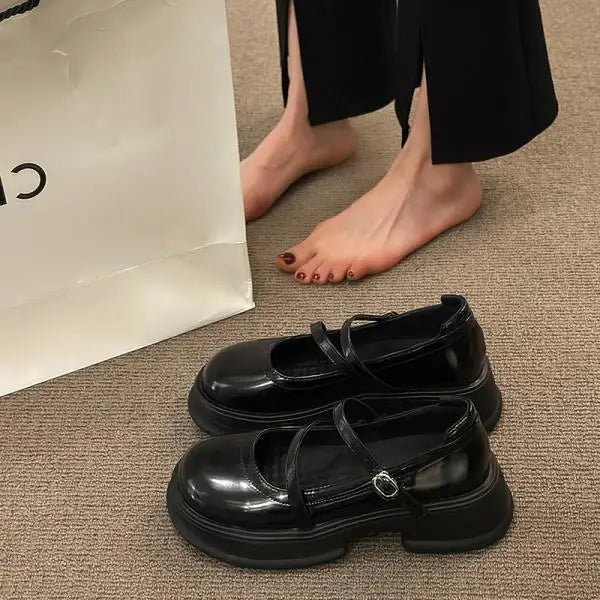 Xajzpa Slippers Women Summer Platform Shoes Pantofle Beige Heeled Sandals Soft Black Mary Janes Round Toe Retro Shoes Woman's Slip