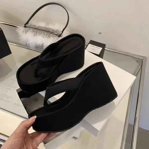 Xajzpa Slippers Women Summer Shoes For Girls Pantofle Platform Shale Female Beach Luxury Slides On A Wedge Heeled Mules Rubber Flip Flo