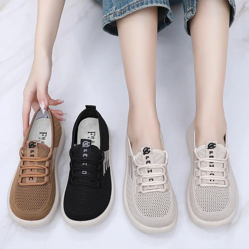 Xajzpa 2025 Summer New Women's Traditional Cloth Shoes High Elastic Knitted Casual Walking Shoes Lightweight Travel Footwea