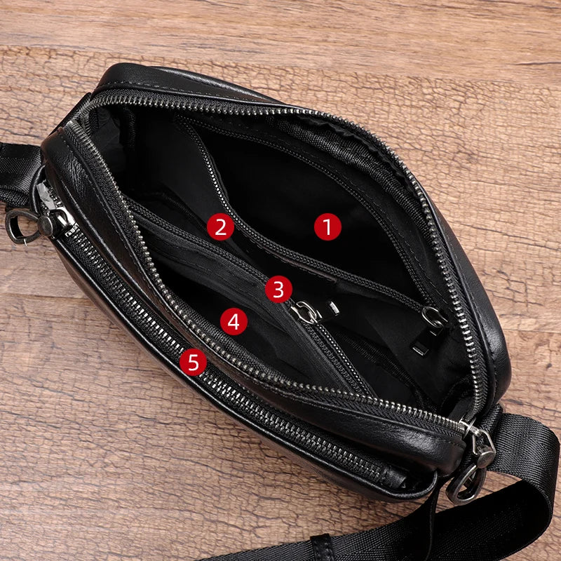Xajzpa Real Genuine Leather Men Shoulder Bags Casual Men's Messenger Bags First Layer Cowhide Crossbody Bag Fashion Boys Flap Bag