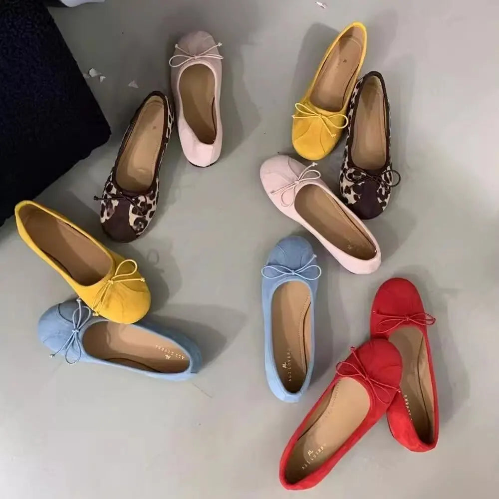 Xajzpa Summer Shoes Ladies Soft Female Footwear Round Toe Bow-Knot 2025 Fashion Women's Shallow Mouth Ballet Flats Dress Butterfly Modi
