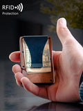 Xajzpa RFID Blocking Men's Wooden Wallet Ultra Thin Metal Money Clip for Men Minimalist Wooden Aluminum Wallet Card Holder