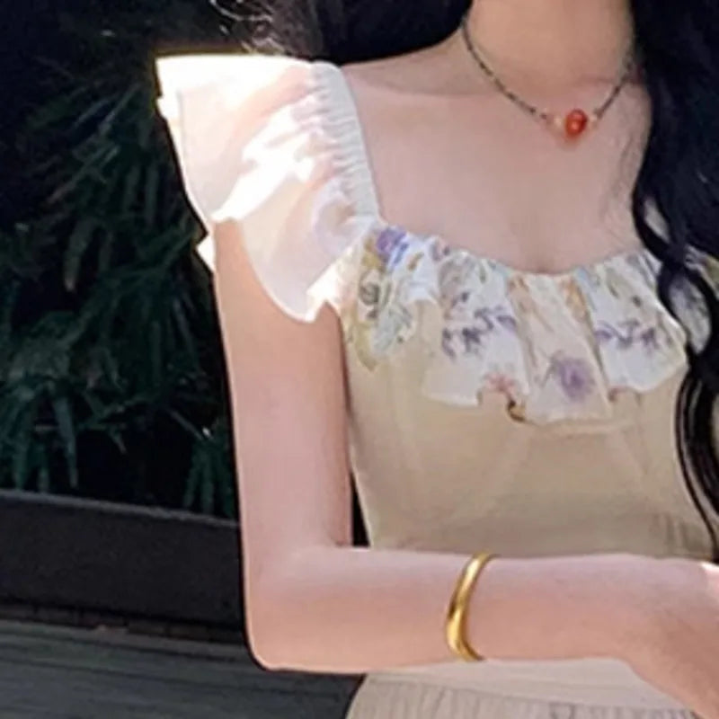 Xajzpa Fashion Printing Casual Dress Women's Short Sleeve Waist Retraction A Line Dresses 2025 Summer New Tide