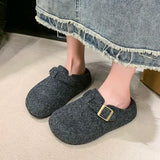 Xajzpa Women's Cotton Cloth Clogs Cork Footbed Leather Mules Slippers Comfortable Fashion Potato Shoes Arch Support Cotton Slippers