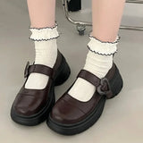 Xajzpa Chunky Loafers Shoes autumn Women Japanese Style Slip On brown Lolita Shoes Women Fashion Thick Sole Round Toe Uniform Shoe