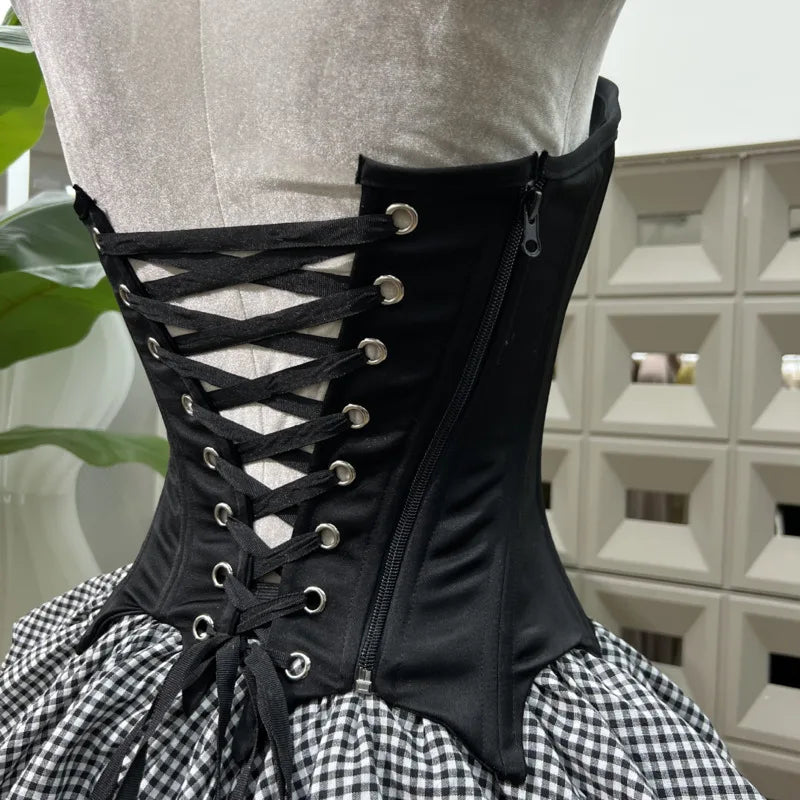 Xajzpa Fashion 2 Piece Set Women's Fish Bone Strapless Top Plaid Fluffy Short Skirts 2025 Summer New Tide