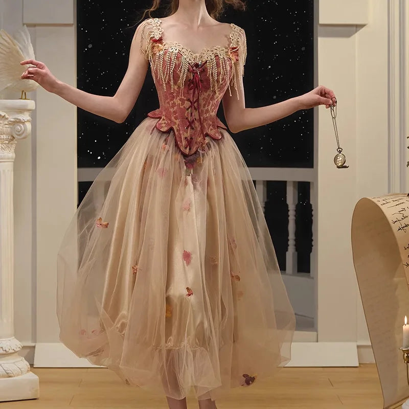 Xajzpa Fashion Printing Casual Dress Women's Sleeveless Fish Bone Slim Fluffy Dresses 2025 Summer New Tide