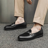 Xajzpa Men's Casual Leather Shoes Buckle Trendy Party Wedding Shoe Mens Comfortable Driving Flats Men Moccasins Loafers EUR Sizes 38-46