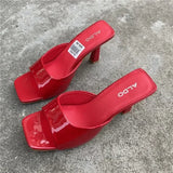 Xajzpa New Women Shoes European and American Fashion Square Head Thin High Heel Sexy Slippers Women Zapatos De Mujer