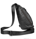Xajzpa Fashion Genuine Leather Men's Chest Pack Shoulder Bag Messenger Sling Bag Small Leisure Bag Crossbody Black