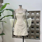 Xajzpa Fashion Women Dress Sleeveless Strapless Big Bow Female Summer Evening Party Short Dresses New Tide