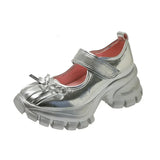 Xajzpa Women Casual Silver Platform Ballet Shoes Thick Sole Sneakers New Summer Fashion Single Shoes Woman Platform Mary Jane Pumps