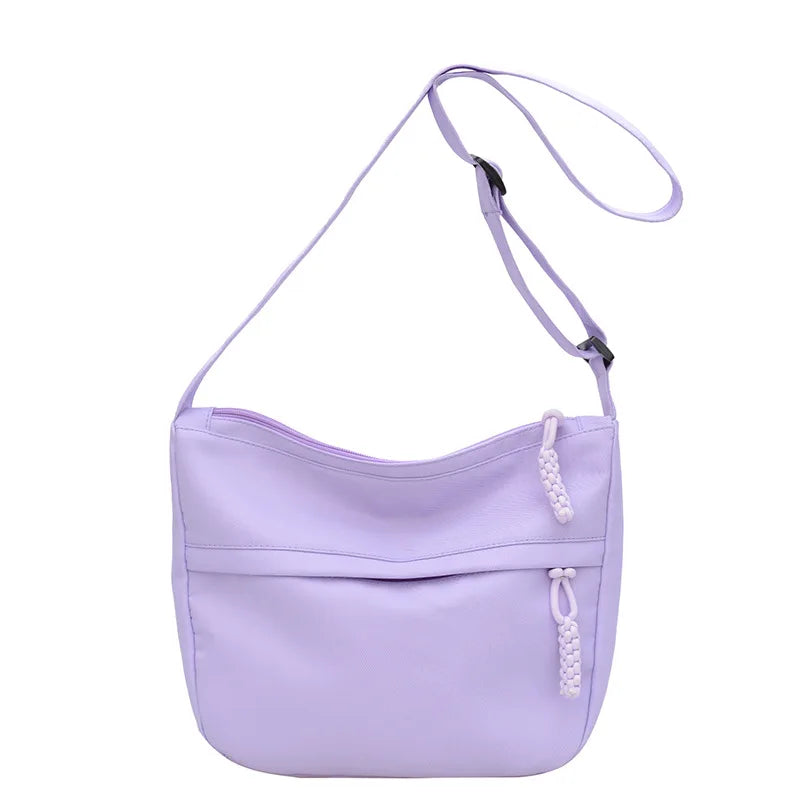 Xajzpa Korean Version Crossbody Shoulder Bag for Women's Commuting Small Cloth Bag Simple Nylon Shoulder Bag for Japanese Students