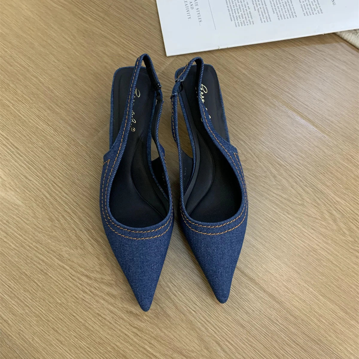 Xajzpa Brand New Women Sandals Fashion Pointed Toe Shallow Slip On Ladies Elegant Slingback Shoes Med Heel Pumps Shoes Mujer