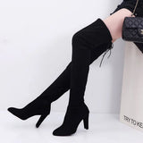 Xajzpa  Winter Over The Knee Women Boots Stretch Fabrics High Heel Slip On Shoes Pointed Toe Woman Long Boots Size Plus Size34-43
