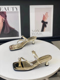 Xajzpa Shoes Ladies' Slippers Rubber Flip Flops Luxury Slides Slipers Women Thin Heels Square Toe Hawaiian Designer 2025 Glitter