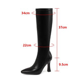 Xajzpa Women Boots High Heels Boots Sexy Knee High Boots Ladies Pointed Toe Side Zipper Shoes Autumn Fashion Knight Boot