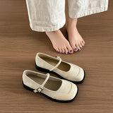 Xajzpa Womens Derby Shoes Female Footwear All-Match Shallow Mouth Leather Dress New Retro Summer Mary Janes Flat Shoes Woman Flats All-