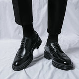 Xajzpa British style men's leather shoes, formal Oxford footwear quality breathable and comfortable wedding shoes