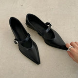Xajzpa New Mary Jane Shoes Spring Autumn Pointed Toe Low Heel Women Shallow Single Pumps Women Fashion Buckle Shoes