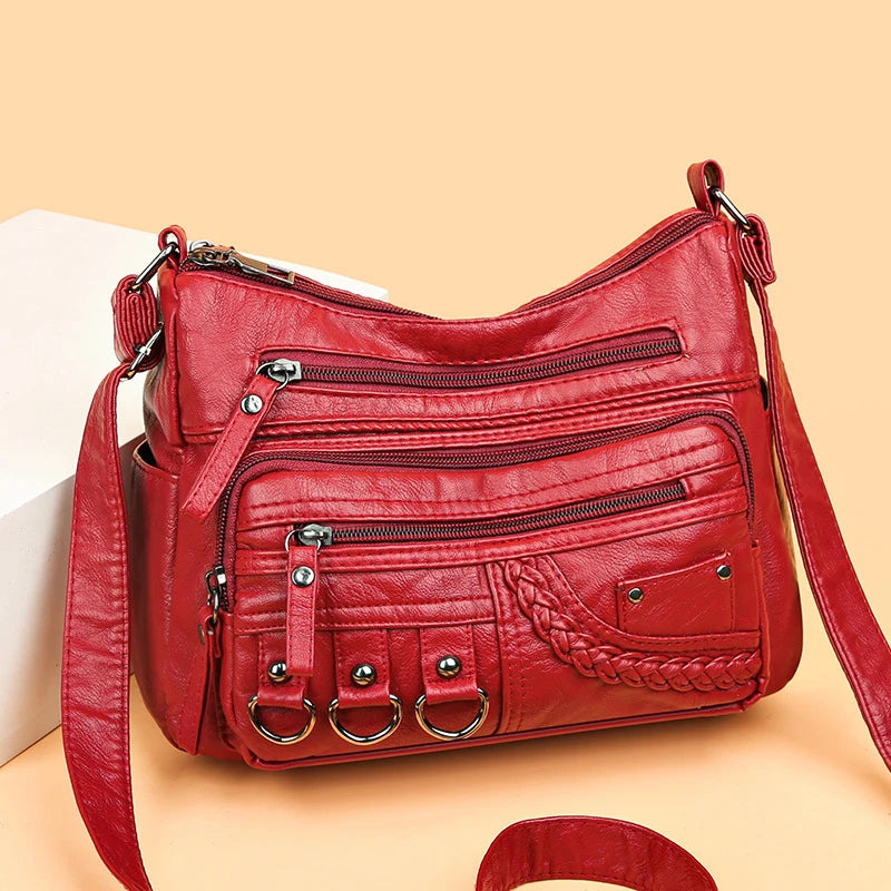 Xajzpa Vintage Pu Leather Luxury Purses and Handbags High Quality Women's Bag Design Multi-pocket Ladies Crossbody Shoulder Bags