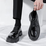 Xajzpa Men's Oxford shoes, patent leather men's office shoes, formal dress shoes, formal lace up height increasing black leather shoes