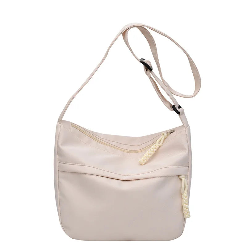 Xajzpa Korean Version Crossbody Shoulder Bag for Women's Commuting Small Cloth Bag Simple Nylon Shoulder Bag for Japanese Students