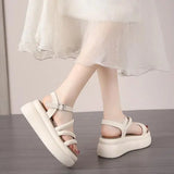 Xajzpa Clogs With Heel Female Sandal Summer Comfort Shoes for Women Buckle Strap Increasing Height All-Match Thick Girls Gladiator