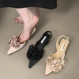 Xajzpa Closed Toe Sandals Women's Spring Shoes Clear Heels New Summer Fashion Pointed Girls High Retro Flower Back Strap Scandals