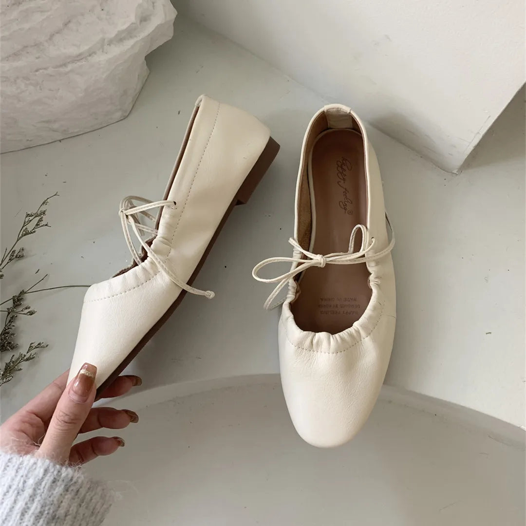 Xajzpa Women Casual Flats Comfortable Soft Boat Shoes Loafers Ballerina Shallow Round Toe Ballet Flat Shoes Women Slip On Side