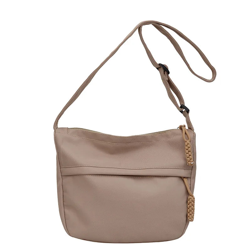 Xajzpa Korean Version Crossbody Shoulder Bag for Women's Commuting Small Cloth Bag Simple Nylon Shoulder Bag for Japanese Students