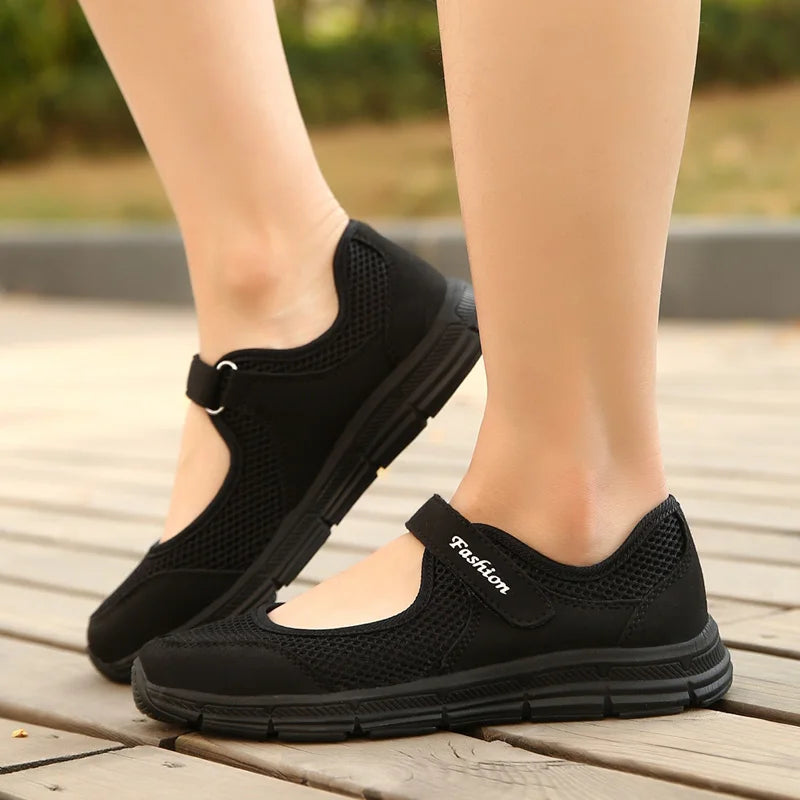 Xajzpa Classic Summer Women Casual Shoes Soft Portable Sneakers Walking Shoes Flat Soles for Women Breathable Slip on White Shoes