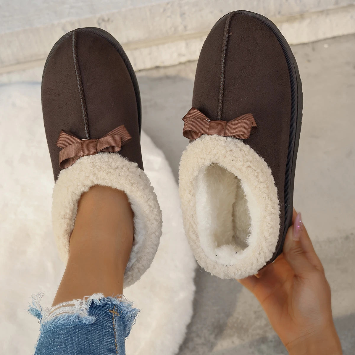Xajzpa Winter Women's Slipper Fashion Fuzzy Fur Anti-slip Soft Sole Outdoor Indoor Warm Comfort Men Leisure Plush Houseshoes Couple