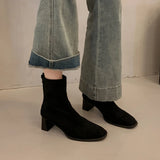 Xajzpa New Style Women's Ankle Boots Square Heel Platform Boots Women Sexy High Heels Shoes Winter Casual Fashion Boots Shoes for Women