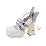Xajzpa Chunky Platform High Heels Pumps Women Spring Punk Thick Heel Mary Jane Lolita Shoes Woman Patent Leather Cosplay Shoes