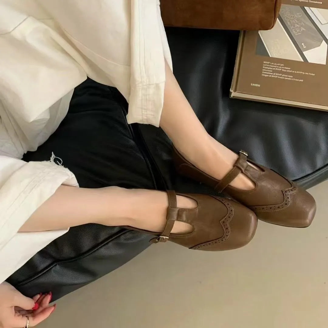 Xajzpa New Style Fashion Women's Flat Loafers Shoes Casual Sneakers Shallow Mary Jane Shoes Sandals Walking Leather Zapatos De Mujer