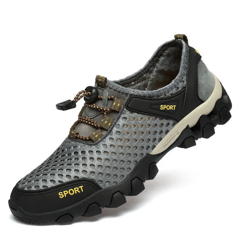Xajzpa Men Casual Tennis Sneakers Summer Fashion Breathable Mesh Shoes Mens Non-Slip Hiking Shoes Sneaker for Men Climbing Trekking