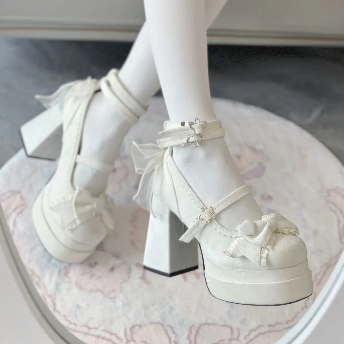 Xajzpa 2025 Christmas Women's Sweet JK Princess Lolita High Heels Girlish Campus Style Leather Shoes