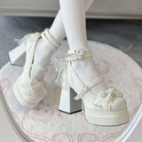 Xajzpa 2025 Christmas Women's Sweet JK Princess Lolita High Heels Girlish Campus Style Leather Shoes