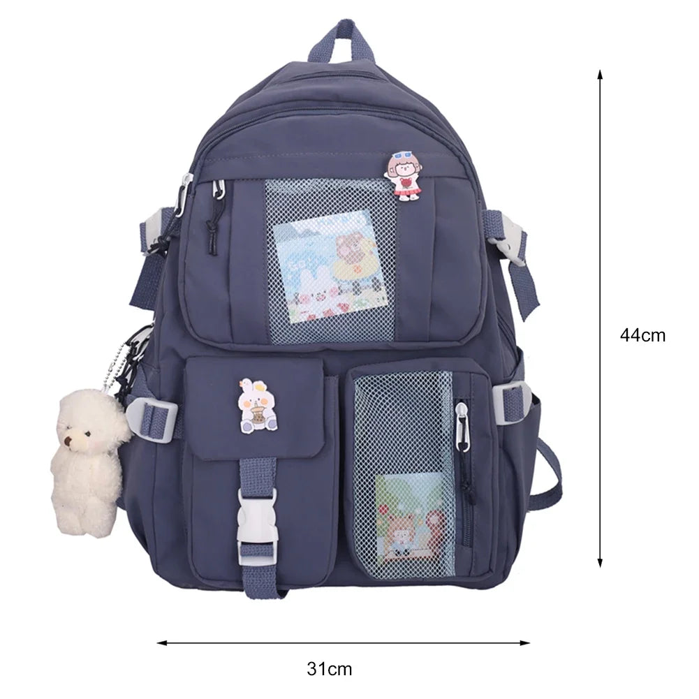 Xajzpa BACK TO SCHOOL Japanese Girls Aesthetic Backpack Cute School Bags For Student Teens Girls Pockets Kawaii Women Laptop Backpack Harajuku Mochila
