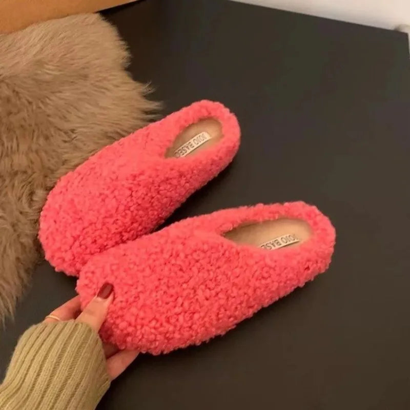 Xajzpa New Style Fashion Women's Home Fur Slippers Non-Slip Soft Warm House Indoor Bedroom Couples Shoes Plus Size Zapatos Mujer
