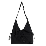 Xajzpa Casual Style Student Sports Shoulder Bag Nylon Women Drawstring Commuter Work Clothes Bag Neutral Lightweight Men Crossbody Bag