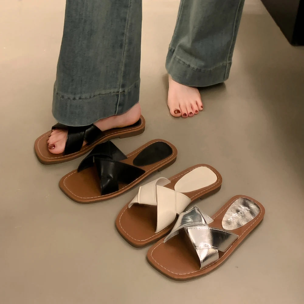 Xajzpa Shoes Slippers Flat Summer Clogs Woman Luxury Slides Beach Rubber Designer Soft Silver Casual Leisure Women's Shoes Silver Rubbe