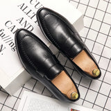Xajzpa  Men's Pencil loafers Leather Elegant Wedding Party Casual Fashion Dress Shoes Brown Black Men's Shoes