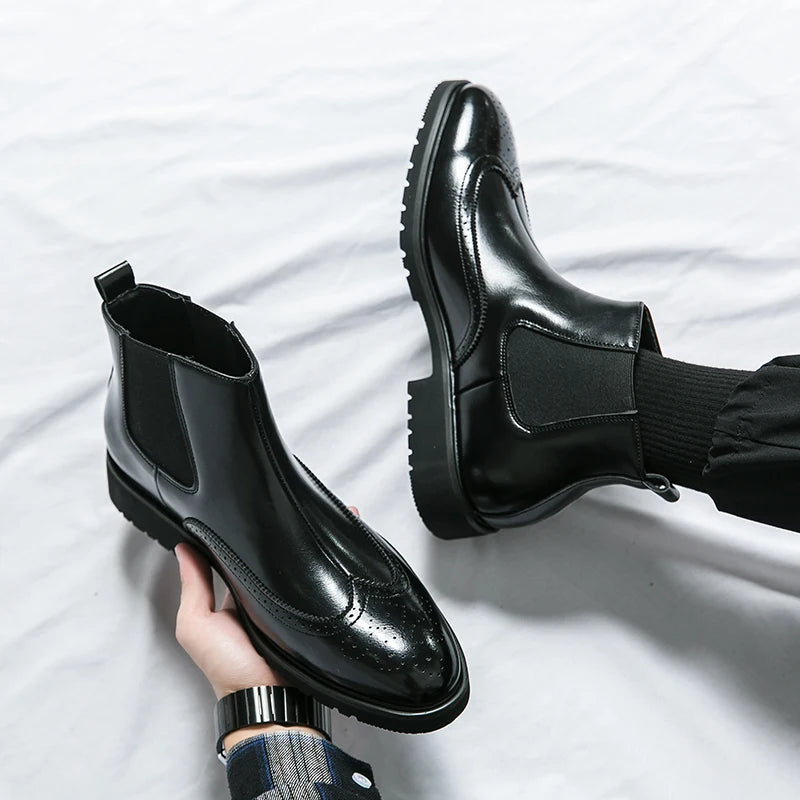 Xajzpa Luxury men's Brock high-quality new comfortable breathable men's Chelsea boots Oxford formal business shoes plus size 38-4