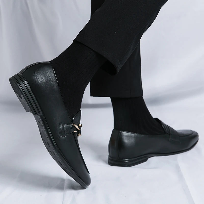 Xajzpa 2025 Designer Fashion Mens Loafers Leather Handmade Black Brown Casual Business Dress Shoes Party Wedding Men's Footwear