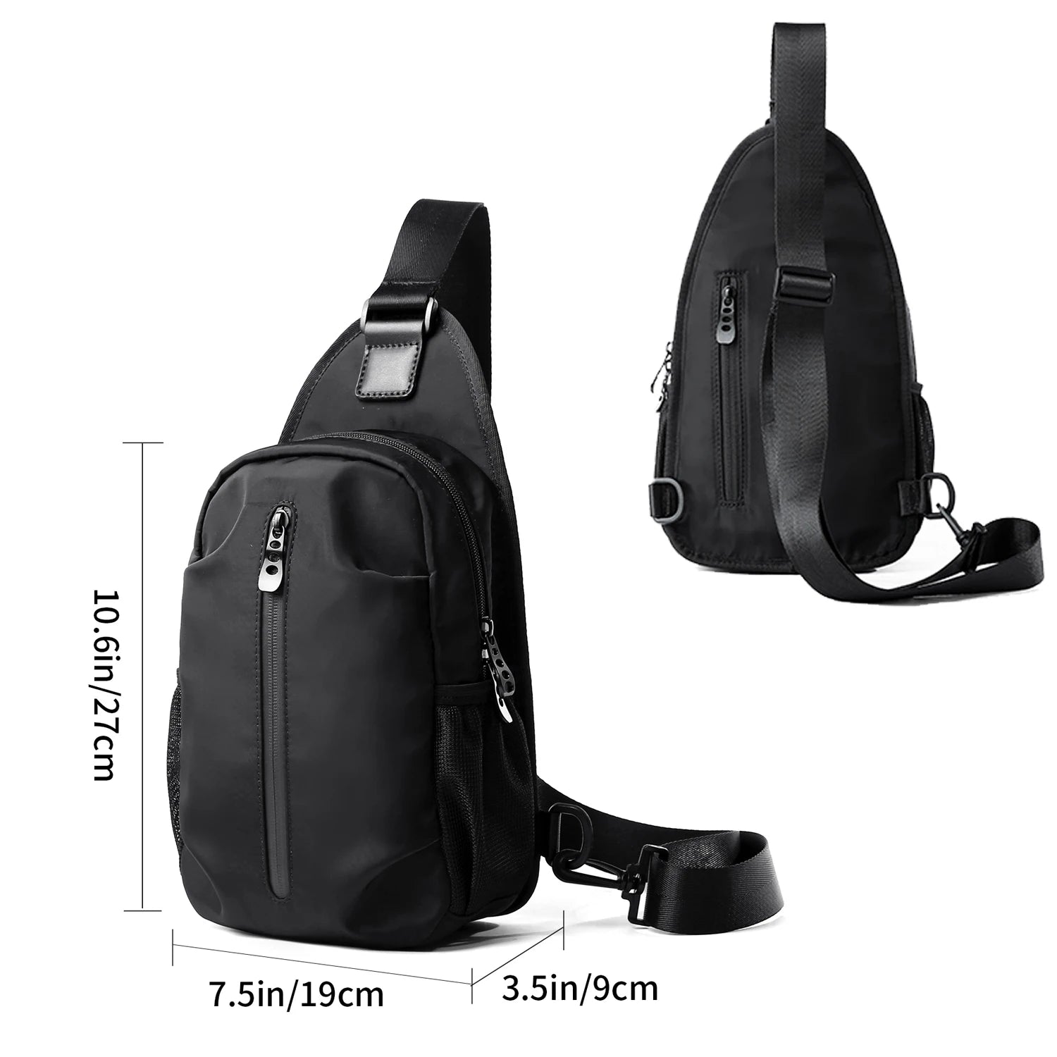 Xajzpa Nylon Sling Bag for Man 9.7inch IPad Waterproof Durable Fabric Lightweight Breathable Fashion Sports Phone Chest Bag