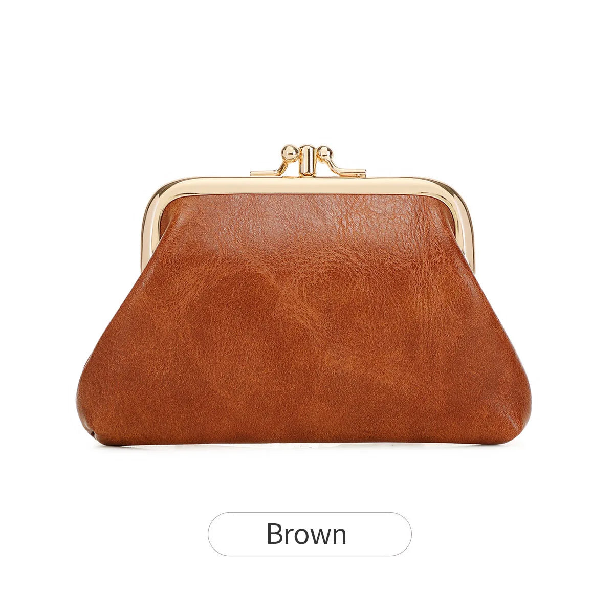Xajzpa Cute Clip Lock Women's Coin Purse Retro Solid Color Bifold Kiss Lock Small Wallet Simple PU Leather Lipstick Portable Pocket Bag